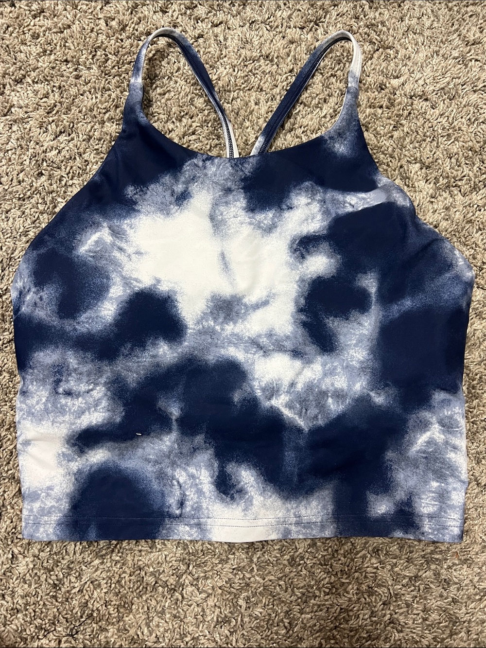 Old Navy Navy and White Tie-Dye Cropped Sports Bra Top